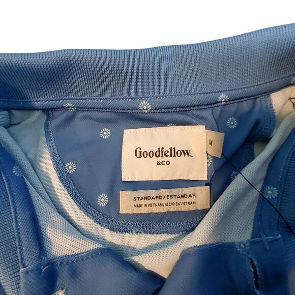 Mens Blue Polka Dot Polo Shirt M Standard Fit By Goodfellow & Co  button closure - Picture 4 of 8